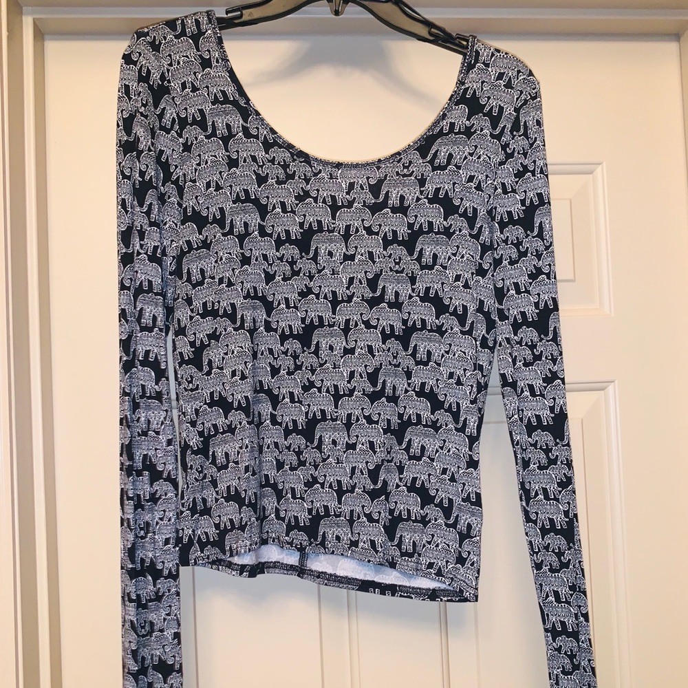 Map To Mars Fitted Elephant Print Crop Top